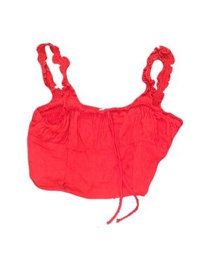 Sienna Sky Red Cropped Tank Top with Smocked Straps
